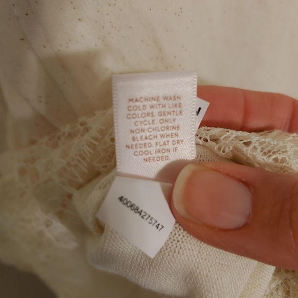 Lauren Conrad glitter blouse lace trim open back - Picture 9 of 11